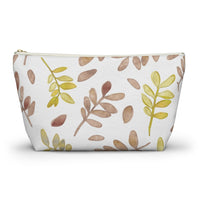 Watercolor Tossed Leaves Accessory Pouch w T-bottom in Red